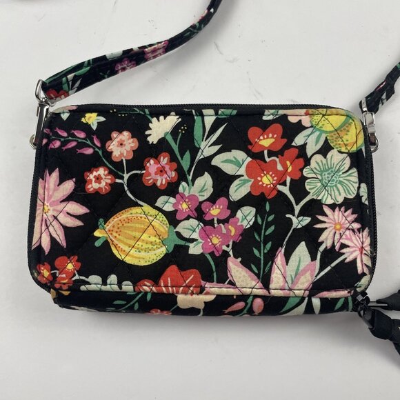 Vera Bradley QuiltedCrossbody RFID Wallet Purse Bag Card Slots Floral Dual Zip - Picture 3 of 15